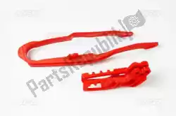 Here you can order the chain guide and swingarm slider kit, red from UFO, with part number HO04632070: