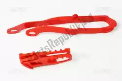 Here you can order the chain guide and swingarm slider kit, red from UFO, with part number HO04633070: