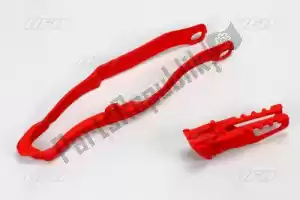 UFO HO04665070 kit guide-chaîne et curseur de bras oscillant, rouge - La partie au fond