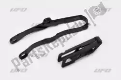 Here you can order the chain guide and swingarm slider kit, black from UFO, with part number KA04756001: