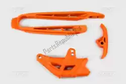 Here you can order the chain guide and swingarm chain slider, orange from UFO, with part number KT04005127: