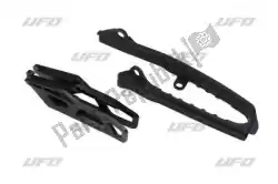 Here you can order the chain guide and swingarm slider kit, black from UFO, with part number SU04946001: