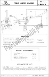 BREMBO 43142079 m cyl master cylinder ps13, 50, w/lever, w/res. - Upper side
