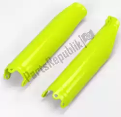 Here you can order the bs vv fork slider protectors honda neon yellow from UFO, with part number HO04640DFLU: