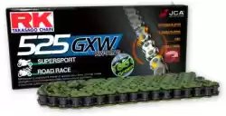 Here you can order the chain, race nm525gxw, 114 clf rivet, green from RK, with part number 2675381G: