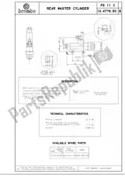 Here you can order the m cyl master cylinder ps11c, w/push rod from Brembo, with part number 43147650: