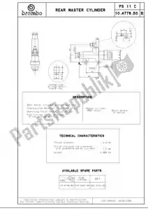 BREMBO 43147650 cilindro mestre m cil ps11c, com haste de acionamento - Lado inferior