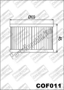 CHAMPION 525102 filtre à huile cof011 - Face supérieure