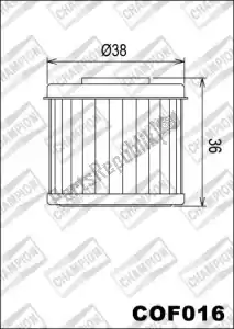 CHAMPION 525113 filter, oil cof016 - Upper side