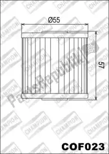CHAMPION 525403 filter, oil cof023 - Upper side