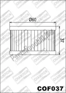 CHAMPION 525204 filtre à huile cof037 - Face supérieure