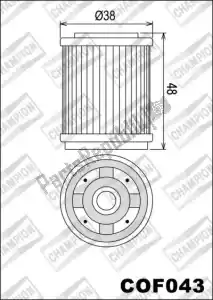 CHAMPION 525307 filtro, aceite cof043 - Lado superior