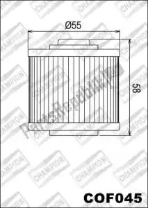 CHAMPION 525303 filter, oil cof045 - Upper side