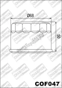 CHAMPION 525311 filtre à huile cof047 - Face supérieure