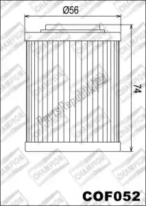 CHAMPION 525932 filtro, óleo cof052 - Lado superior