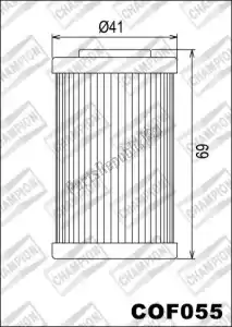 CHAMPION 525080 filter, oil cof055 - Upper side