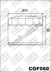 Ici, vous pouvez commander le filtre à huile cof060 auprès de Champion , avec le numéro de pièce 5250194: