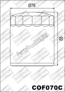 CHAMPION 5250360 filter, oil cof070c - Bottom side