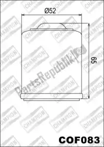 CHAMPION 525934 filter, oil cof083 - Upper side