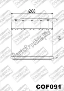 CHAMPION 525921 filtro, aceite cof091 - Lado superior