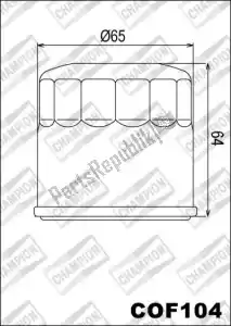 CHAMPION 525112 filter, olie  cof104 - Bovenkant