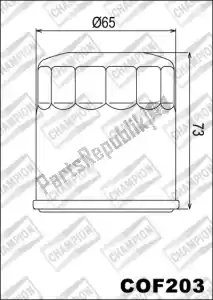 CHAMPION 525110 filter, oil cof203 - Upper side