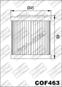 CHAMPION 525935 filter, oil cof463 - Upper side