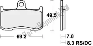 SBS 192782RS pastilha de freio 782rst pastilhas de freio sinter sport - Lado inferior