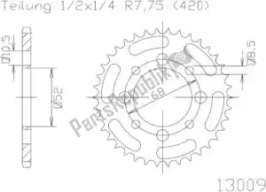 ESJOT 501300950 roda dentada - Lado inferior