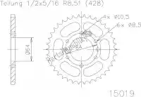 501501944, Esjot, Ktw rear steel 44t, 428    , New