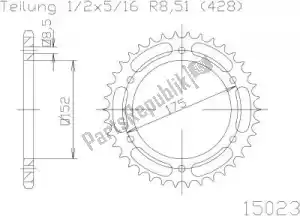 ESJOT 501502352 ktw aço traseiro 52t, 428 - Lado inferior