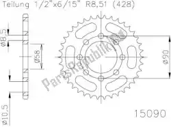 ktw rear steel 44t, 428 van Esjot, met onderdeel nummer 501509044, bestel je hier online: