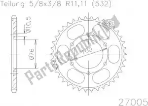 ESJOT 502700544 roda dentada - Lado inferior