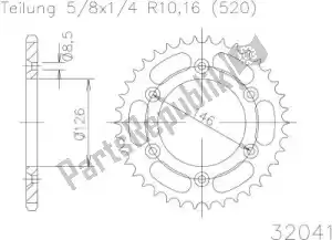 ESJOT 503204144L ktw acier arrière 44t, 520 - Face supérieure