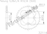 503211436, Esjot, Ktw trasero acero 36t, 520    , Nuevo