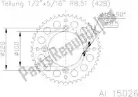 511502654, Esjot, Ktw rear alu 54t, 428    , Nieuw