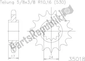 ESJOT 503501814 ktw dianteiro 14t, 530 - Lado inferior