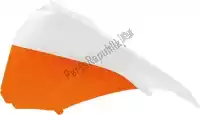 560430055, Rtech, Lfh side panel dx ktm orange-white (oe)    , New