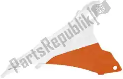 Here you can order the lfh side panel dx ktm orange-white (oe) from Rtech, with part number 560430060: