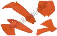 563230428, Rtech, Conjunto de plásticos 4 peças ktm laranja (oe)    , Novo