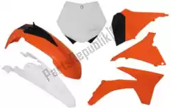 Here you can order the set plastics 6 pcs ktm orange-white (oe) from Rtech, with part number 563230634: