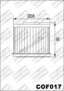 CHAMPION 525115 filter, oil cof017 transmission filter - Bottom side