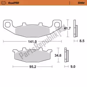 MOTO MASTER 6257402102 pastilha de freio 402102, pastilhas de freio sinter - Lado inferior