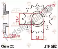 JTF058216R, JT Sprockets, Ktw anteriore 16t rb, 520    , Nuovo