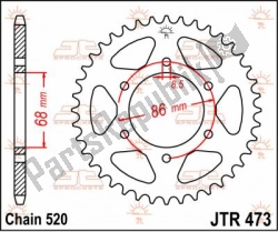 ktw rear steel 40t, 520 van JT Sprockets, met onderdeel nummer JTR047340, bestel je hier online: