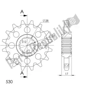 SUPERSPROX SU129514 ktw delantero 14t, 530 - Lado inferior