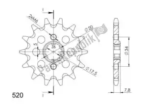 SUPERSPROX SU132714 ktw front 14t, 520 - Onderkant