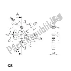 SUPERSPROX SU154814 ktw dianteiro 14t, 428 - Lado inferior