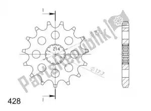 SUPERSPROX SU155813 ktw delantero 13t, 428 - Lado inferior