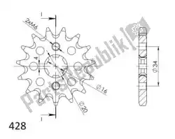 Here you can order the ktw front 16t, 428 from Supersprox, with part number SU1126316: